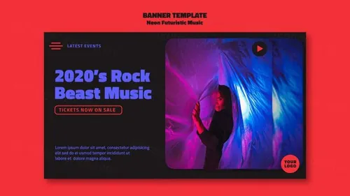 霓虹街头潮流摇滚音乐新媒体宣传海报PSD模板 Neon futuristic music template