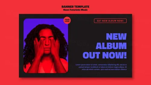 霓虹街头潮流摇滚音乐新媒体宣传海报PSD模板 Neon futuristic music template