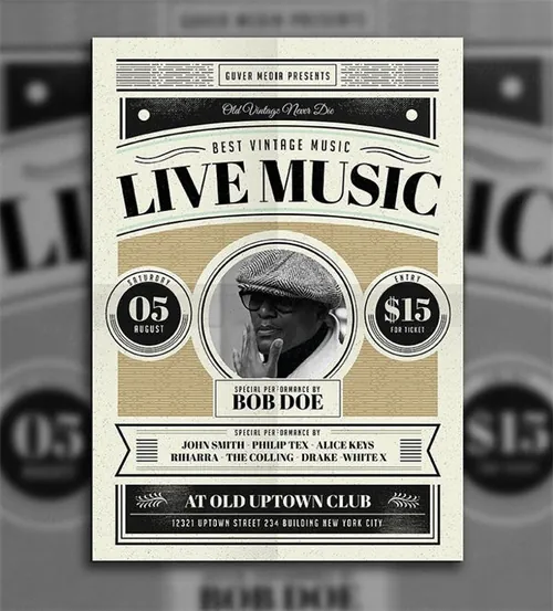 老式怀旧音乐会海报宣传模板 Old Vintage Music Flyer