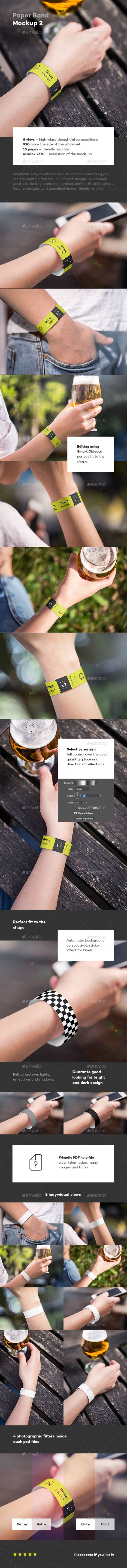 时尚的定制手环纸带展示样机下载 Paper Band Mock-up