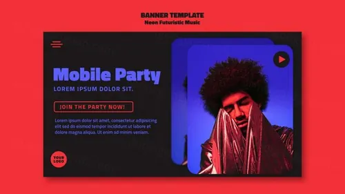 霓虹街头潮流摇滚音乐新媒体宣传海报PSD模板 Neon futuristic music template