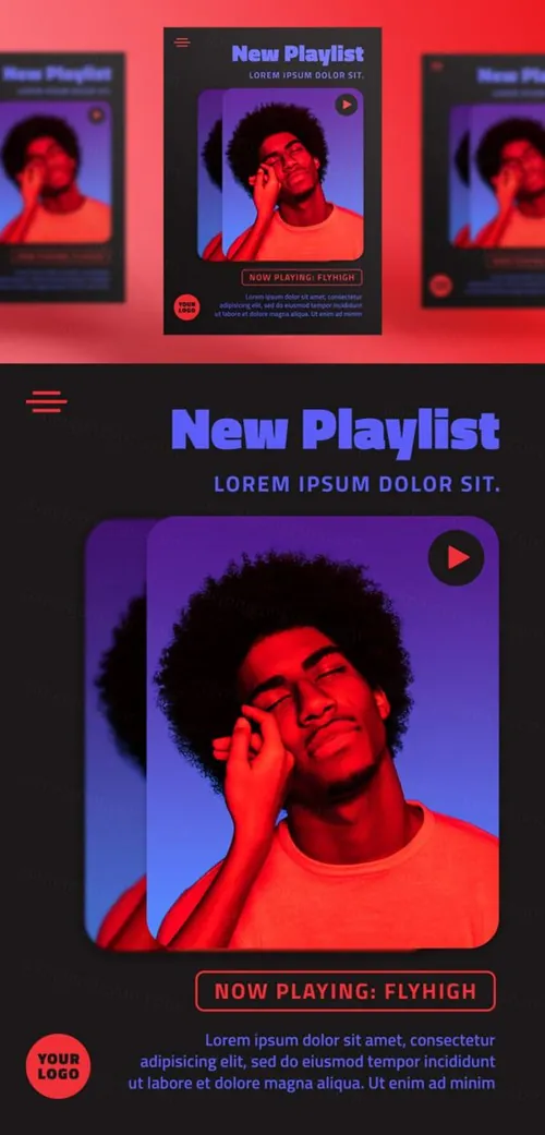 霓虹街头潮流摇滚音乐新媒体宣传海报PSD模板 Neon futuristic music template