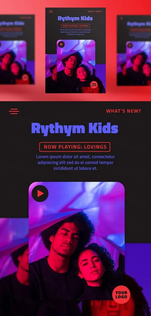 霓虹街头潮流摇滚音乐新媒体宣传海报PSD模板 Neon futuristic music template