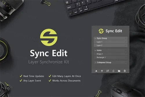 批量图层编辑同步修改PS扩展脚本超强辅助插件 Sync Edit -