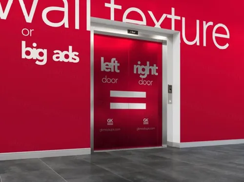 商城CBD电梯场景大幅广告设计贴图提案PSD模板 Elevator Hall