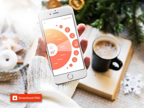 手持苹果UI贴图样机PSD模板 iPhone 8 Mockup