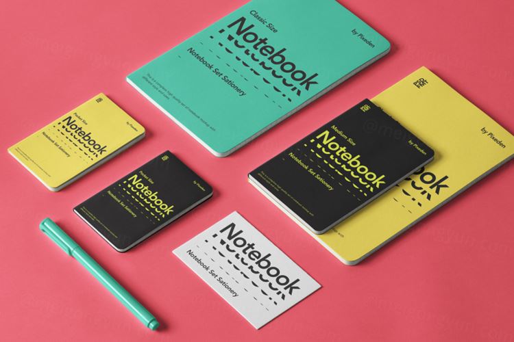 一套完整的psd笔记本模型 Notebooks Set Psd Stationery Mockup