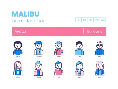 50个网站APP应用用户图标合集包 User Avatars