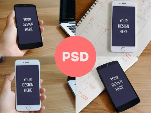 iPhone6手机模型PSD贴图模板Photorealistic iPhone 6  Nexus 5 mockups