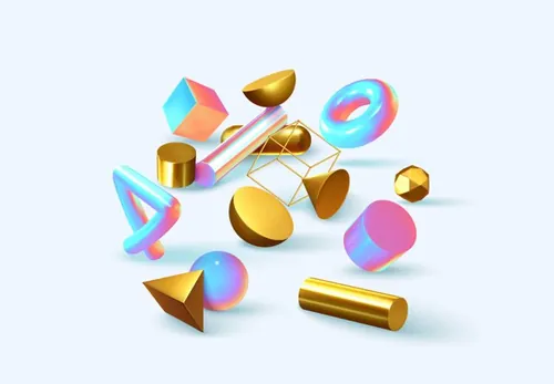 几何悬浮三维抽象立体元素 Chaos abstract background with 3d objects