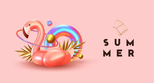 火烈鸟几何悬浮三维抽象立体元素 Chaos abstract background with 3d objects