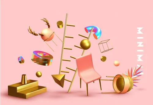 几何悬浮三维抽象立体元素 Chaos abstract background with 3d objects