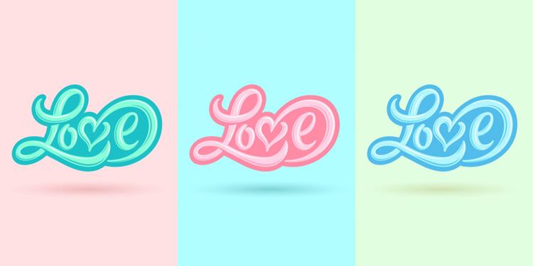 时尚情人节七夕三八妇女节爱心LOVE英文字体徽标LOGO设计