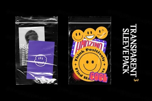 潮流透明自封袋塑料袋卡片贴纸设计展示样机模板 Ziplock Plastic Bag Textures