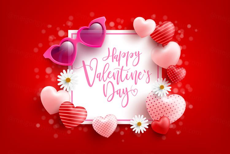 时尚情人节七夕爱情三八妇女节爱心活动促销EPS矢量海报插画素