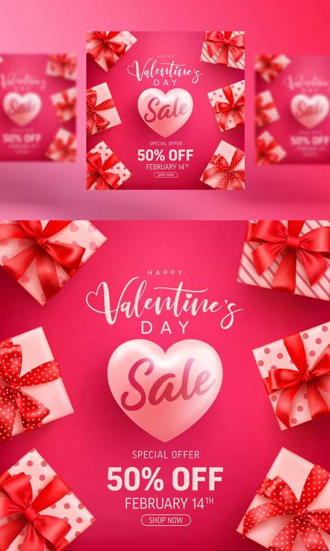 时尚情人节七夕爱情三八妇女节爱心活动促销EPS矢量海报插画素