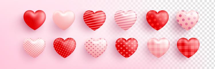 时尚情人节七夕爱情三八妇女节各种颜色爱心图标EPS矢量插图素