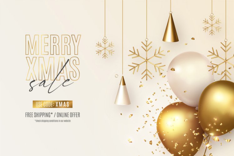 2021年金色圣诞节新年装饰贺卡EPS矢量海报素材 Merry christmas greeting card