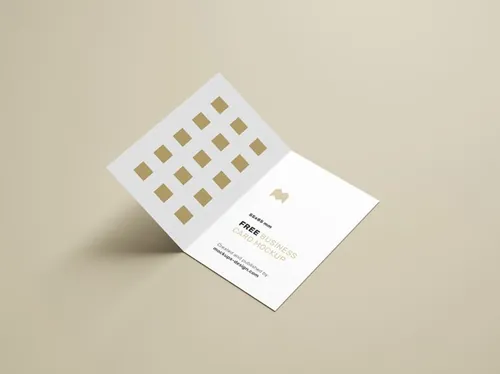 折页传单宣传提案贴图样机模版 folded business cards mockup / 85x55mm