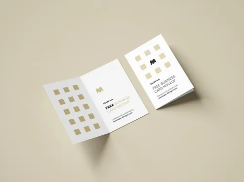 折页传单宣传提案贴图样机模版 folded business cards mockup / 85x55mm