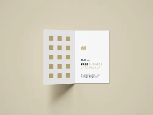 折页传单宣传提案贴图样机模版 folded business cards mockup / 85x55mm