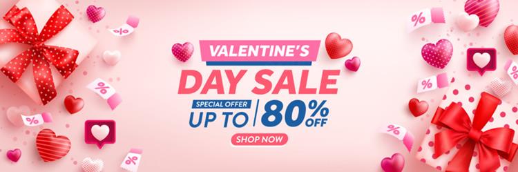 时尚浅粉色情人节七夕爱情三八妇女节爱心活动促销EPS矢量横幅