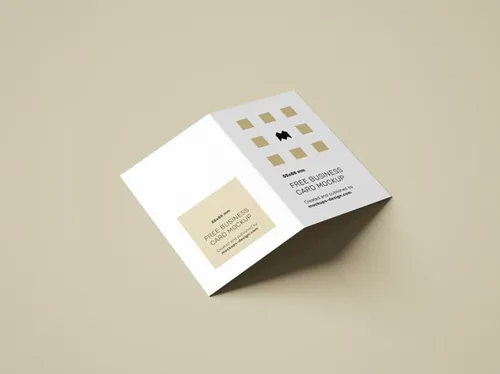 折页传单宣传提案贴图样机模版 folded business cards mockup / 85x55mm