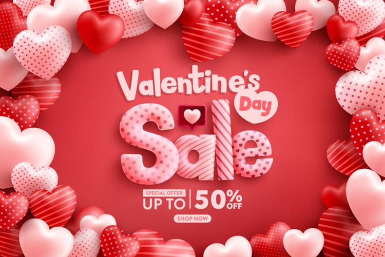 高质量时尚情人节七夕三八妇女节气球节日促销横幅海报EPS矢量