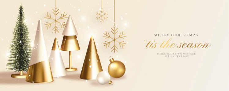 2021年金色圣诞节新年装饰贺卡EPS矢量海报素材 Merry christmas greeting card