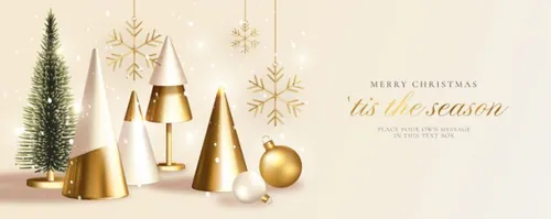 2021年金色圣诞节新年装饰贺卡EPS矢量海报素材 Merry christmas greeting card