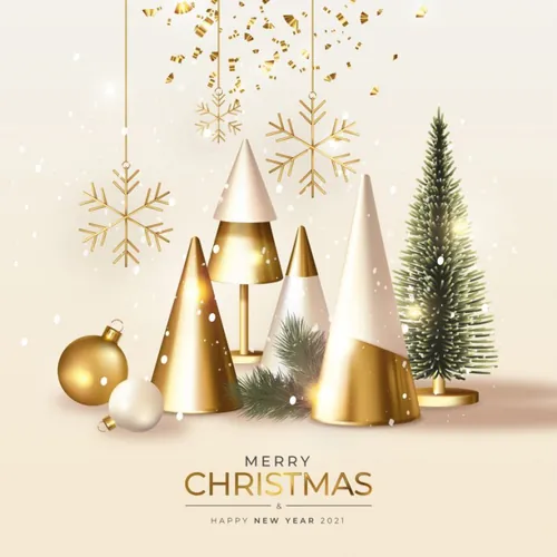 2021年金色圣诞节新年装饰贺卡EPS矢量海报素材 Merry christmas greeting card