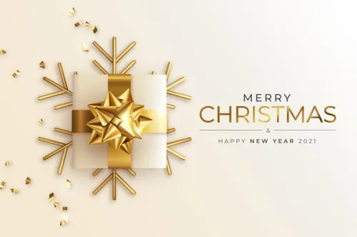 2021年金色圣诞节新年装饰贺卡EPS矢量海报素材 Merry christmas greeting card