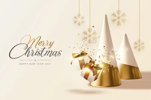 2021年金色圣诞节新年装饰贺卡EPS矢量海报素材 Merry christmas greeting card