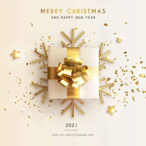 2021年金色圣诞节新年装饰贺卡EPS矢量海报素材 Merry christmas greeting card
