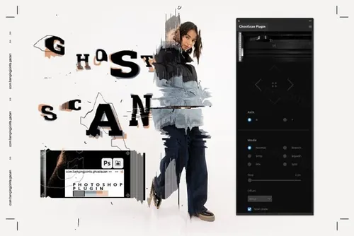 潮流故障艺术像素拉伸撕裂扭曲图像PS扩展脚本 GhostSc