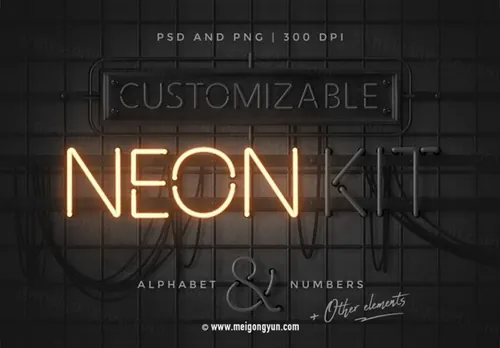 霓虹灯风格C4D效果字母 The neon lights