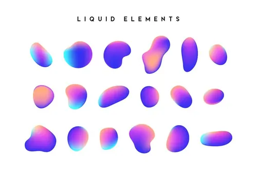 渐变彩虹全息渐变现代抽象3D立体元素 Gradient iridescent shapes