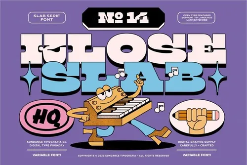 复古爵士乐卡通英文装饰字体系列下载 Klose Slab F