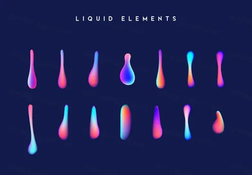 渐变彩虹全息渐变现代抽象3D立体元素 Gradient iridescent shapes