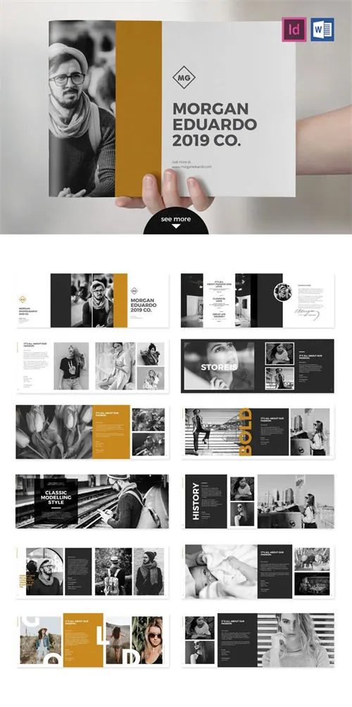 一套清晰专业的投资类杂志模板下载 Portfolio