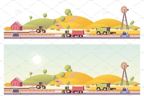 矢量农田插图设计素材Vector low poly farm field works