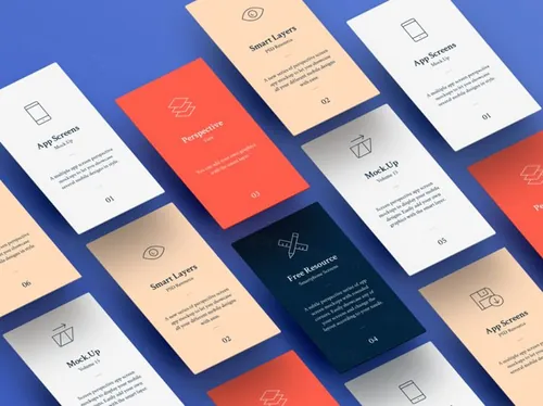 优雅透视平铺名片模型PSD贴图模板Perspective App Screens Mock-Up