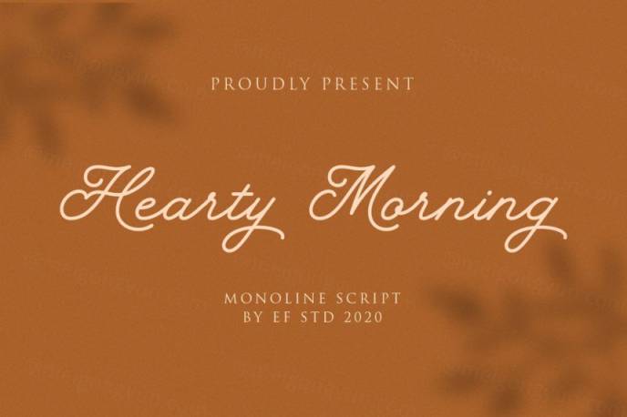 手写连笔英文字体 Hearty Morning - New Monoline Script