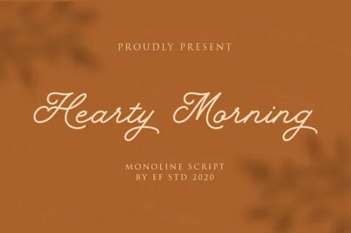 手写连笔英文字体 Hearty Morning - New Monoline Script