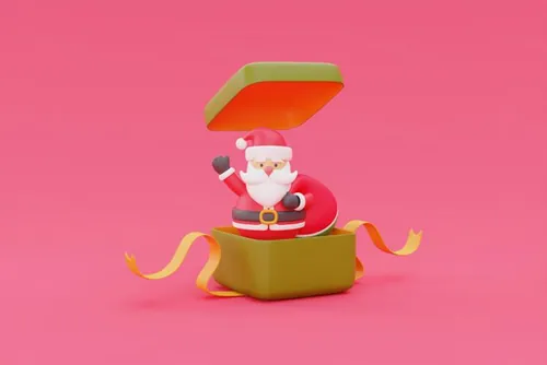 三维渲染可爱卡通圣诞礼物圣诞节礼盒装饰品元素高清图片素材