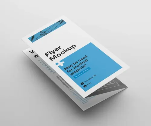 三折页传单设计贴图展示模版 Tri Fold Flyer mockup
