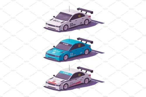 矢量赛车模型插图素材Vector low poly touring racing car