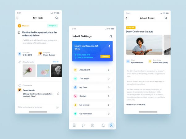 移动APP任务信息设置活动页面界面设计 Tarea Event Man