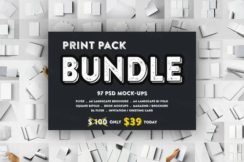 书籍杂志封面内页排版装帧PSD样机模版vi设计素材 Print Pack BUNDLE Mockups V.1