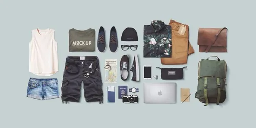 旅行者装备用品模型Traveler Mockup PSD